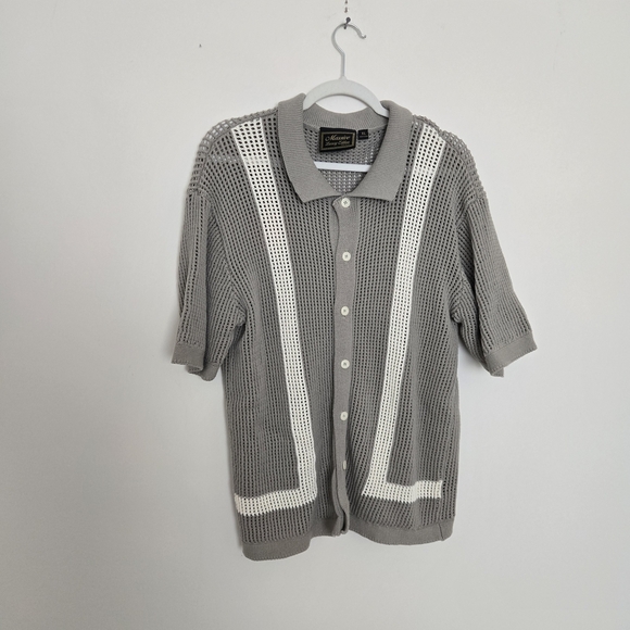 Massive Luxury Other - Massive Luxury Edition Sage Green Knit Collard Short Sleeve Cardigan Shirt XL